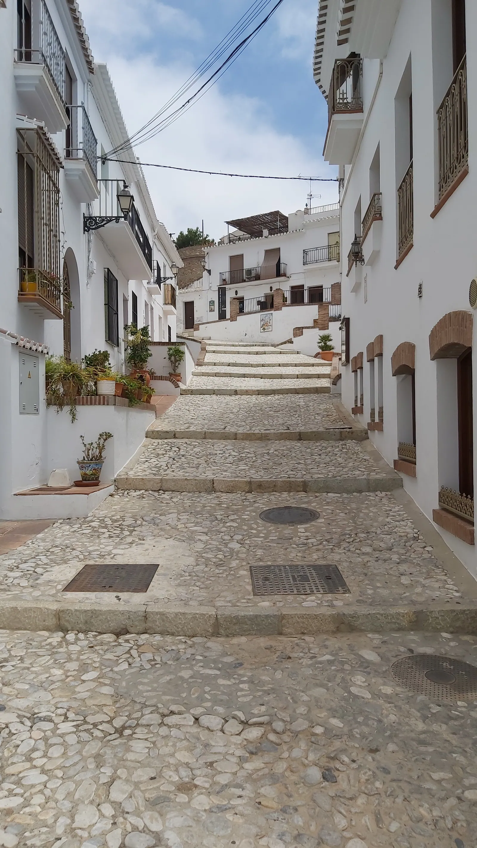 Whitewashed street in a nearby village